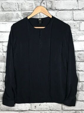 NWOT -  Boss HUGO BOSS Silk Long-Sleeve Henley Shirt. Navy